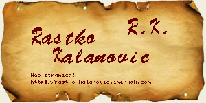 Rastko Kalanović vizit kartica